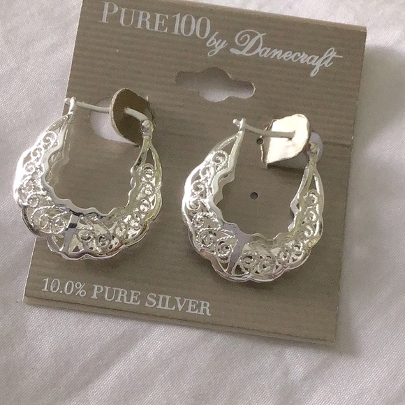 ✅Firm Price✅PURE 10.0% Silver Filigree Hoops - Picture 3 of 4